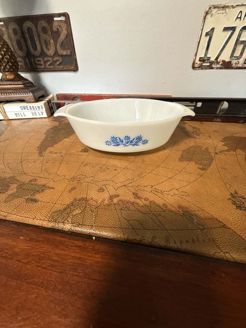 Vintage Anchor Hocking Fire King Blue Cornflower Oval Casserole Dish #433